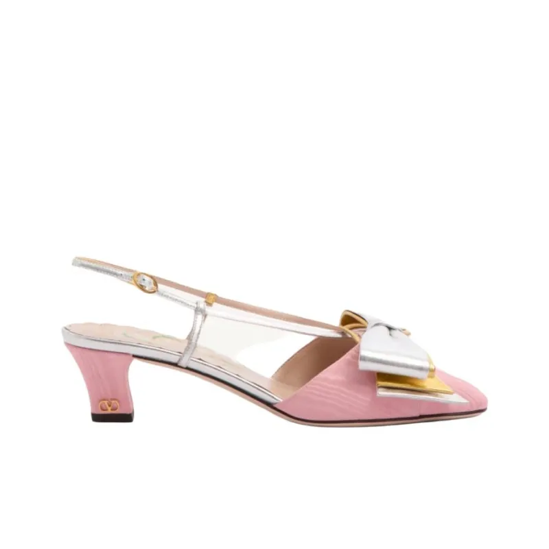Valentino Bowow Chunky Heel High Heels 4.5cm Women's Pink-1