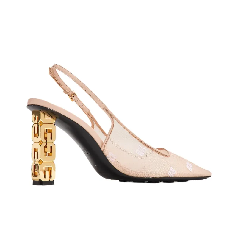Givenchy G Cube Irregular Heel High Heels 8cm Women's Pink-3