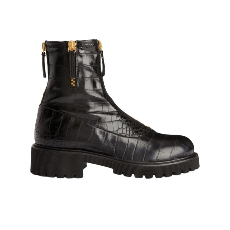 Giuseppe Zanotti Avice Embossed Crocodile-effect Boots-1