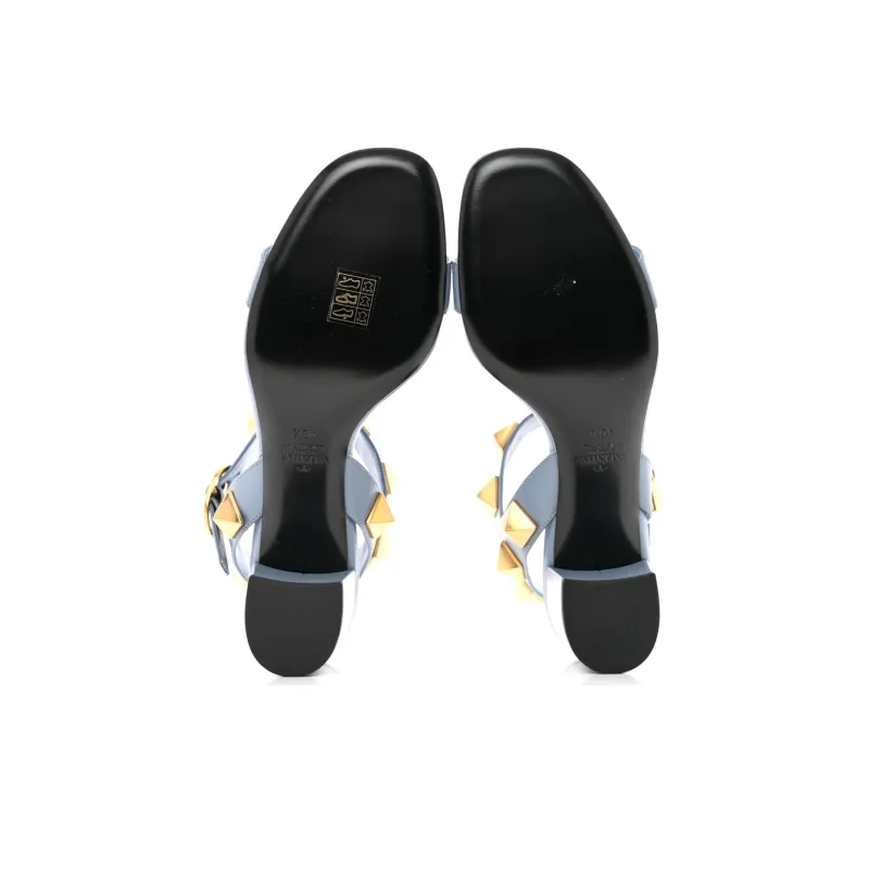 Valentino Rockstud Chunky Heel High Heels Women's Blue-4
