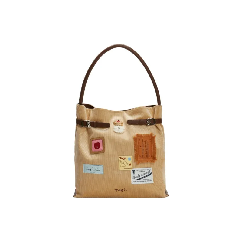 Tagi. Corduroy Shoulder Bag Unisex Khaki-0