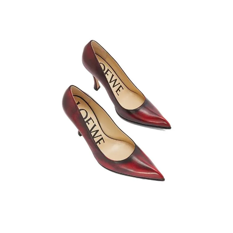 LOEWE Comic Slim Heel High Heels 9cm Women's Red Palm Flower Red-3