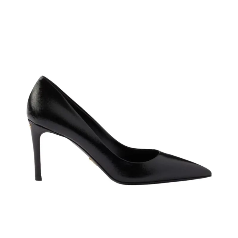 PRADA Saffiano Slim Heel High Heels 8.5cm Women's Black-1