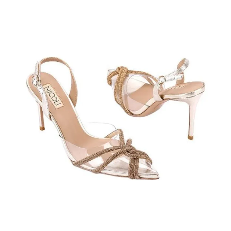 NICOLI Angelica Slim Heel High Heels 9.5cm Women's Gold-3