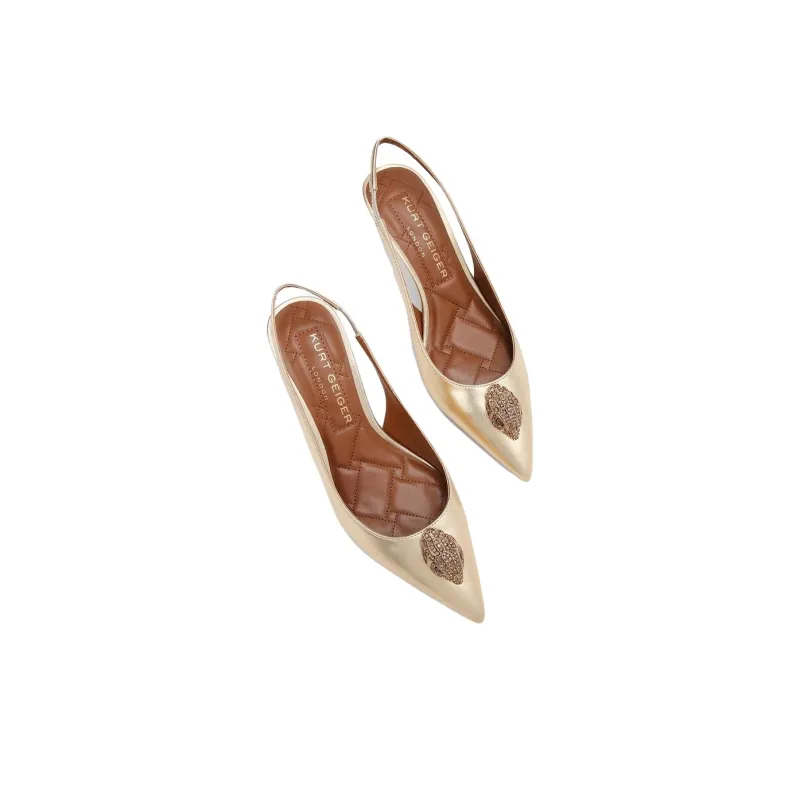 Kurt Geiger London Belgravia Slim Heel High Heels 6cm Women's Gold-2
