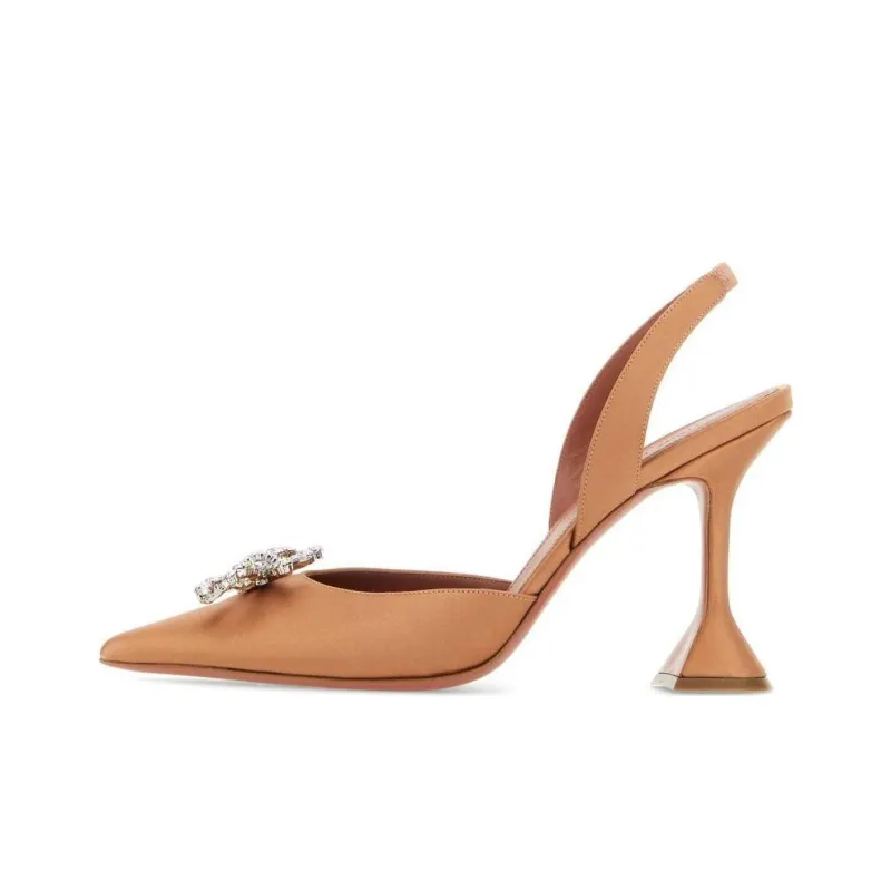 AMINA MUADDI Begum 95mm Satin Sling Nude-0