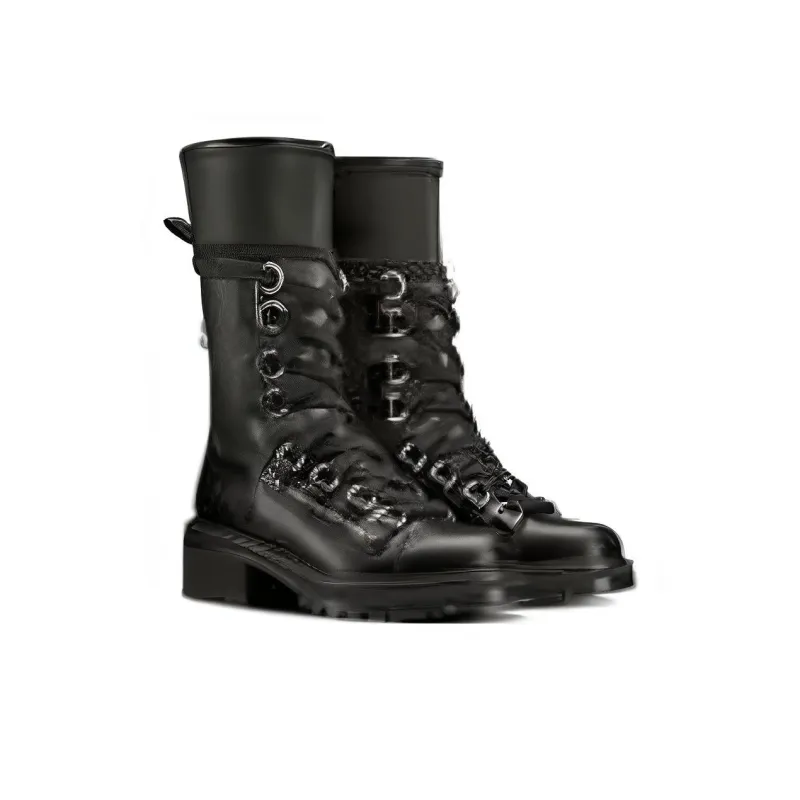 DIOR D Fight Ankle Boots Women's Black-3