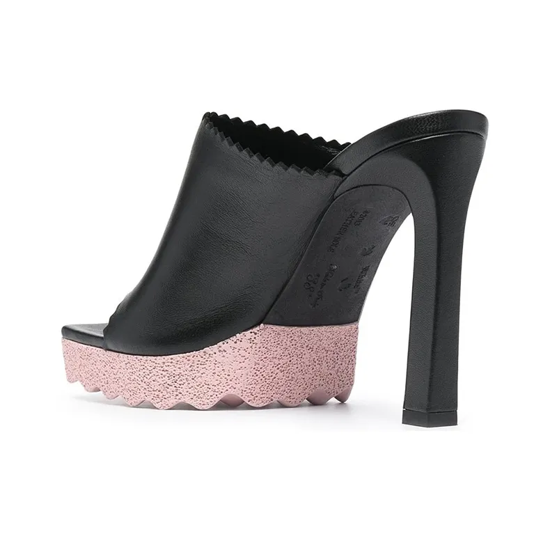 OFF WHITE Block Heel High Heels 11cm Women's Black-3
