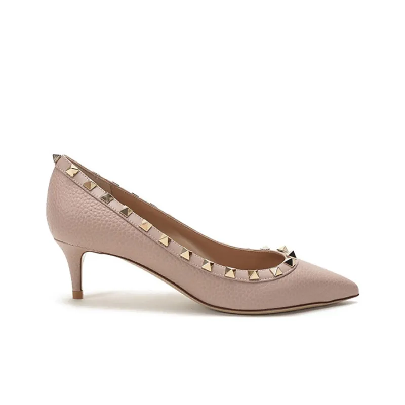 Valentino Slim Heel High Heels 5cm Women's Gray Pink-1