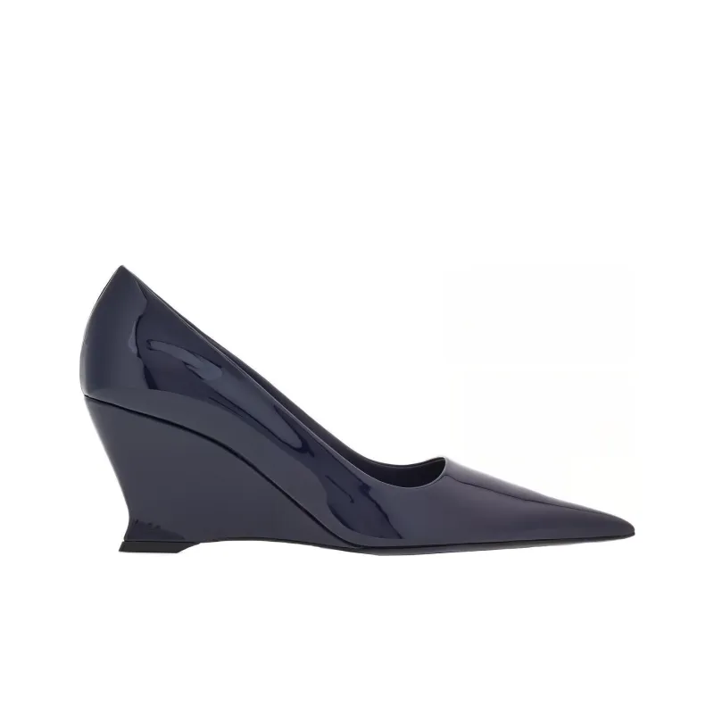 FERRAGAMO Wedge Heel High Heels 7cm Women's Blue-1