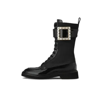 Roger Vivier Viv' Rangers Crew Mid Calf Boots Women's Black