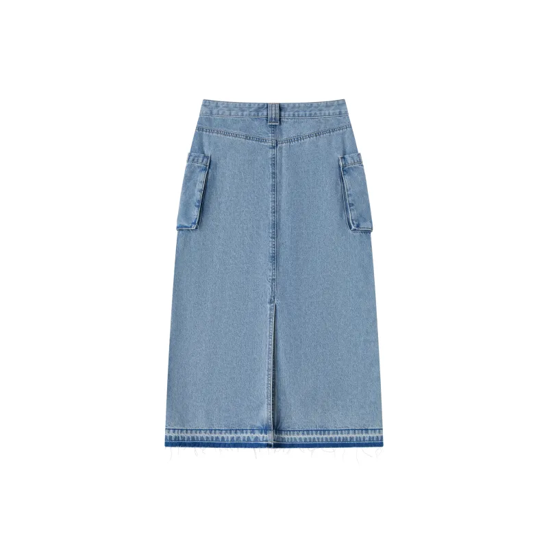 SEM/R Denim Long Skirt Women's Denim Medium Blue-1