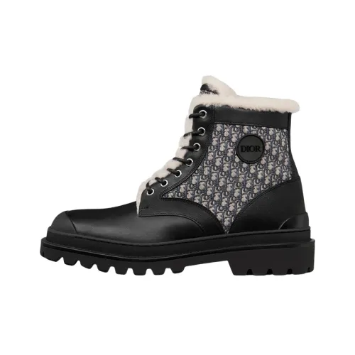 DIOR Explorer Ankle Boot Black Beige Black DIOR Oblique Jacquard