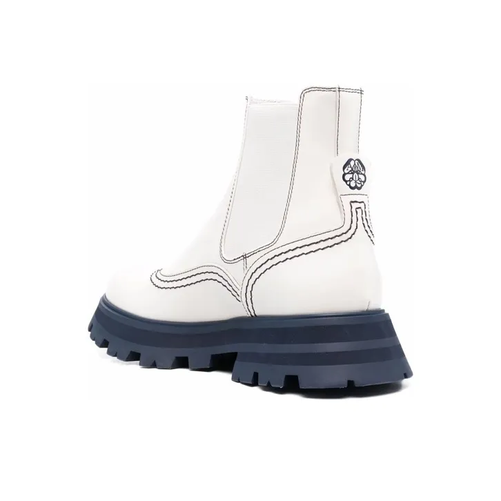 Alexander McQueen Wander Chelsea Boot White Navy Women's-2