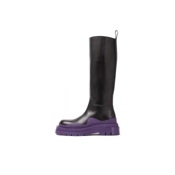 Bottega Veneta Tire BV Knee high Boots Women's Black Purple
