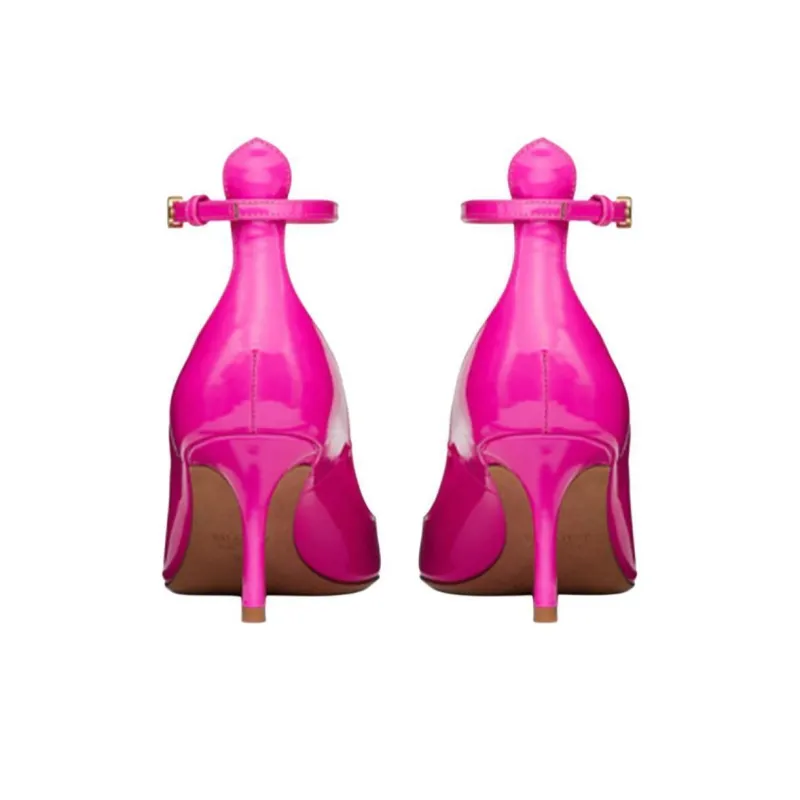 Valentino Tan Go GARAVANI Slim Heel High Heels 7cm Women's Pink-4