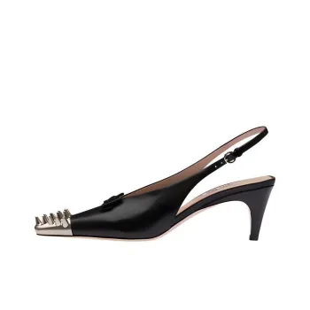 MIU MIU Cone Heel High Heels Women's Black Silver