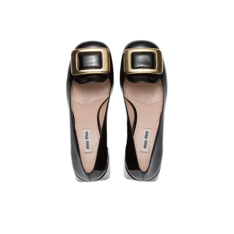 MIU MIU Chunky Heel High Heels Women's Black-2