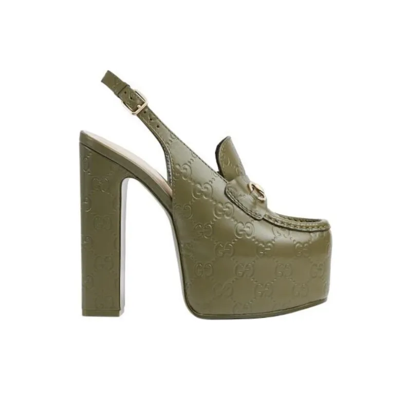 GUCCI Horsebit Chunky Heel High Heels 14.5cm Women's Jasper-1