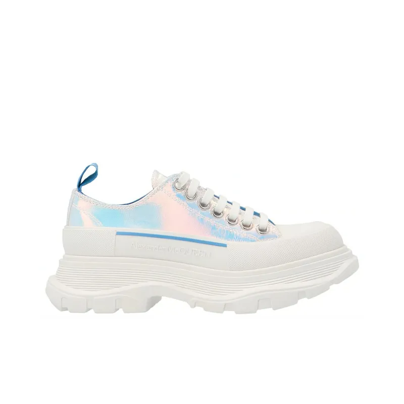Alexander McQueen Silver Holographic Tread Slick Platform Low Sneakers 'White Multi' Women's-1