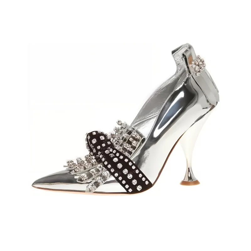 Burberry Kiltie High Heels Women's Silver-0
