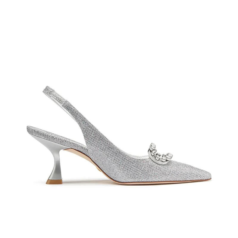 Stuart Weitzman/SW Blingring Xcurve 75 Slim Heel High Heels Women's Silver-1