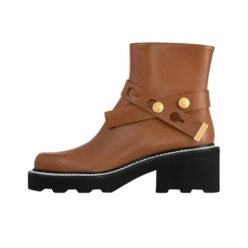 LOUIS VUITTON Beaubourg Ankle Boots 4cm Women's Brown