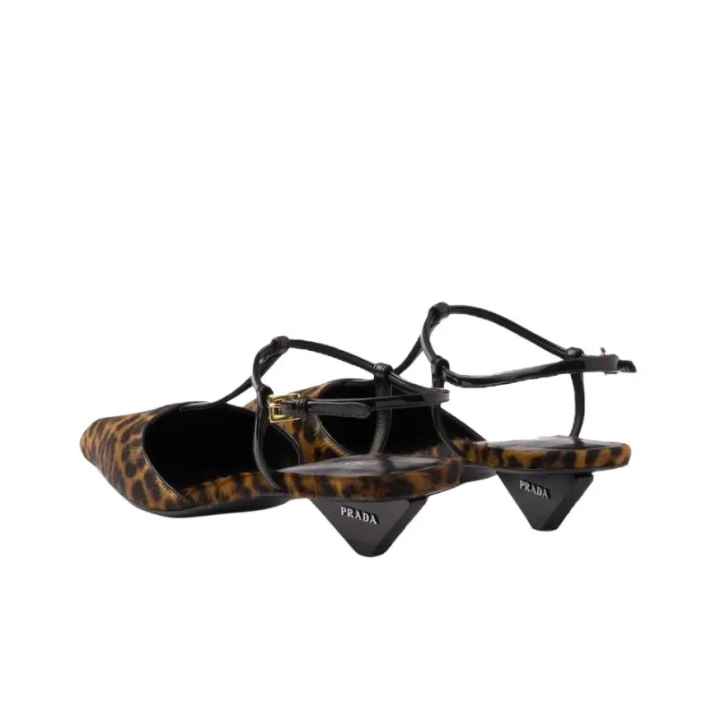 PRADA Cone Heel High Heels 3.5cm Women's Brown-5