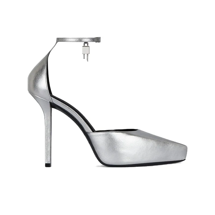 Givenchy G Lock Slim Heel High Heels Women's Silver-1