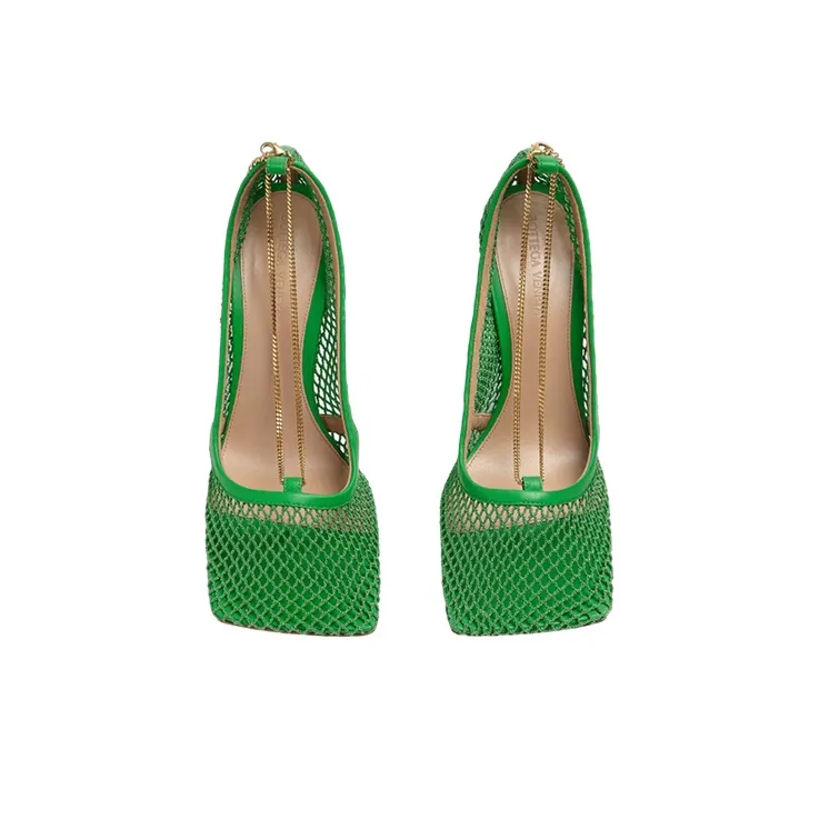 Bottega Veneta Mesh Square Toe Pumps-3