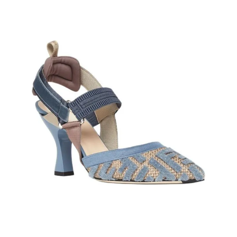 FENDI Colibrì Ff Embroidered Slingback Velvet Pumps-1