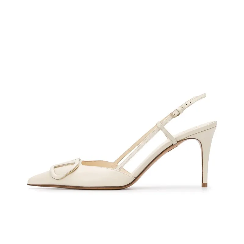 Valentino Vlogo Slim Heel High Heels Women's White-0