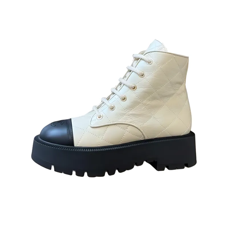 CHANEL Short Martin Boot Women's White-2