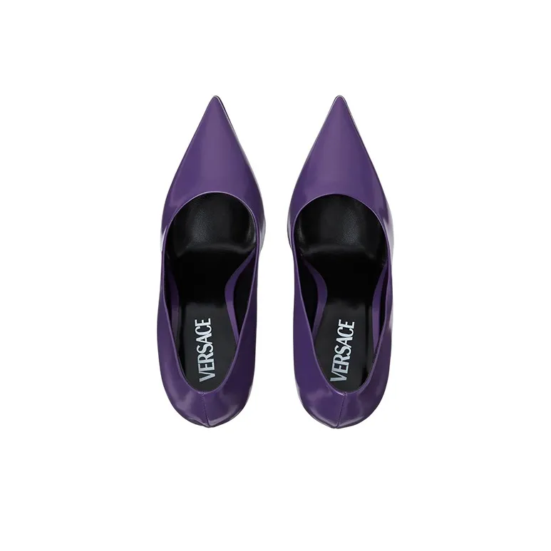 VERSACE Chunky Heel High Heels Women's Purple-3