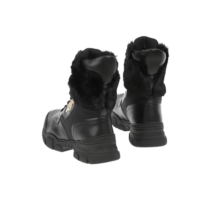 Love MOSCHINO Fur Panel Lace-up Boots-3