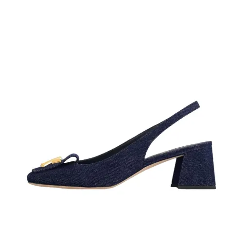 LOUIS VUITTON Chunky Heel High Heels 5.5cm Women's Dark Blue