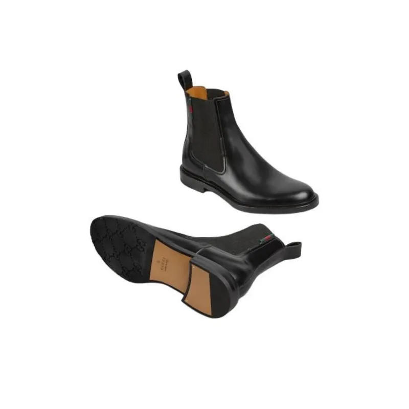 GUCCI Short Chelsea Boots Men's Black-6