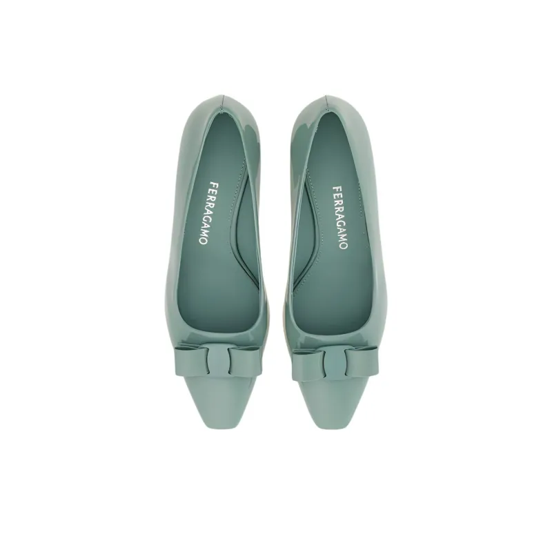 FERRAGAMO Vara Slim Heel High Heels 5.5cm Women's Light Olive Green-4