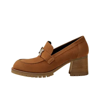 HERMES Chunky Heel High Heels 6cm Women's Brown