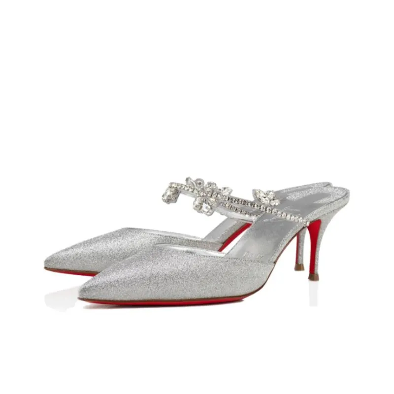 CL LUBOTING Slim Heel High Heels 7cm Women's Silver-3