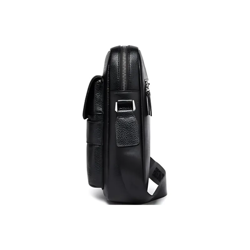 BISON DENIM Cow Leather Men's Bag Crossbody Bag, Shoulder Bag Regular Men's Black-4
