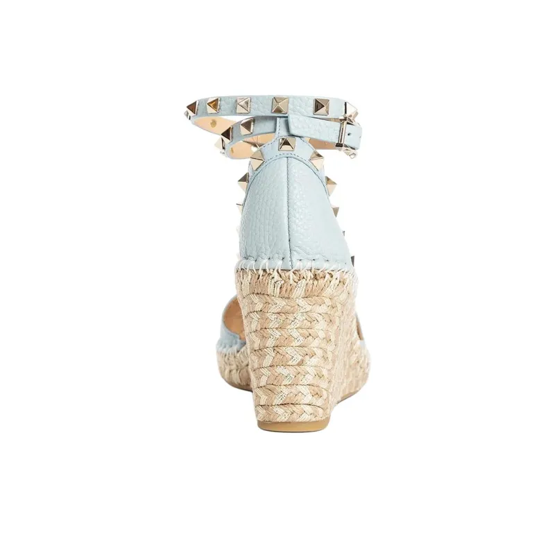 Valentino Rockstud GARAVANI Wedge Heel High Heels 7cm Women's Blue-3