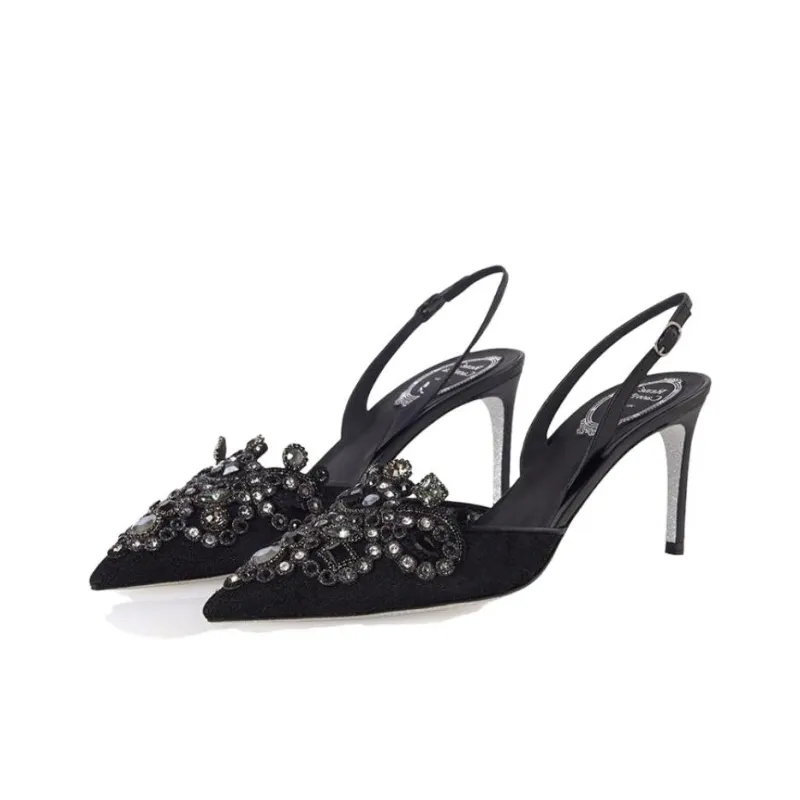 RENE CAOVILLA Veneziana Slim Heel High Heels Women's Black-3