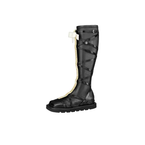 LOUIS VUITTON Square Knee-high Boots Women's Black