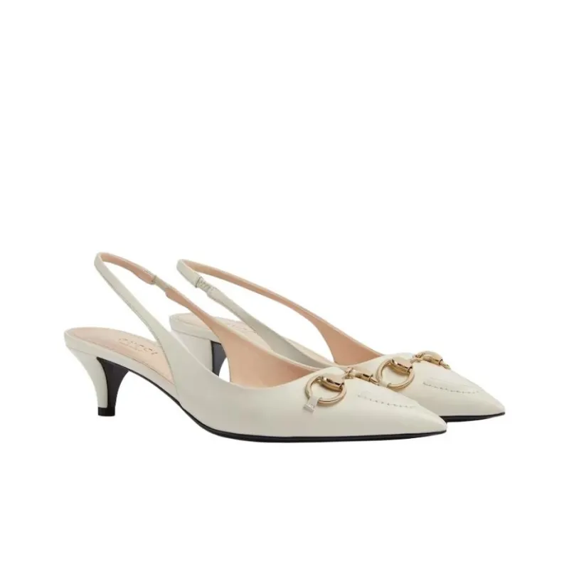 GUCCI Horsebit 24 Spring And Summer Collection Cone Heel High Heels 4.5cm Women's Beige-2