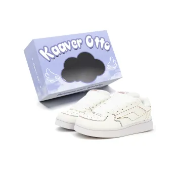 KAAVER OTTO Anti Slip Wear Resistant Lightweight Breathable Low Top Skateboard Shoes Women's White Rainbow