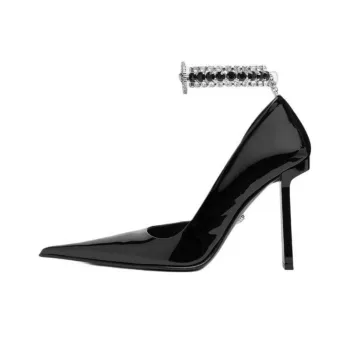 VERSACE Slice Block Heel High Heels 10.5cm Women's Black