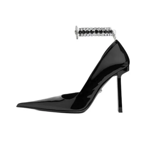 VERSACE Slice Block Heel High Heels 10.5cm Women's Black