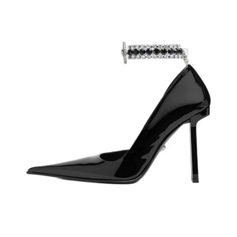 VERSACE Slice Block Heel High Heels 10.5cm Women's Black-0