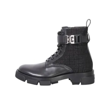 Givenchy Terra Lace Up Combat Boot '4G Buckle   Black'